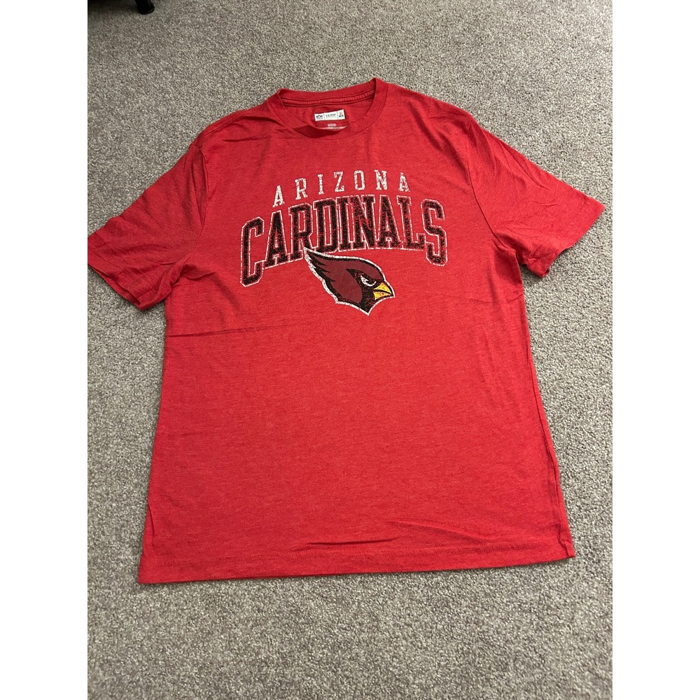 NFL Team Apparel Arizona Cardinals T-Shirt Mens Medium Red Excellent Distressed